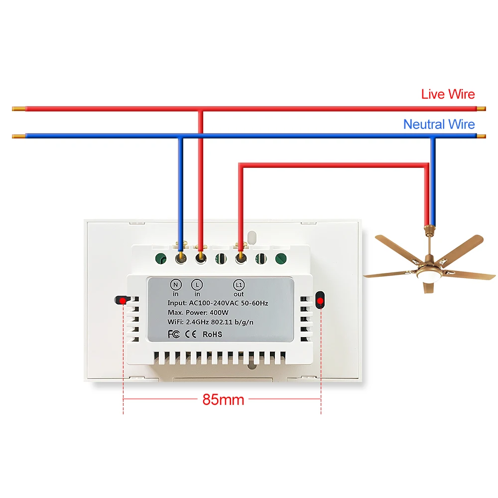 AVATTO EU/US Smart WiFi Fan Switch with Screen,Tuya Ceiling Fan Switches Speed Regulation Control Works With Alexa Google Home