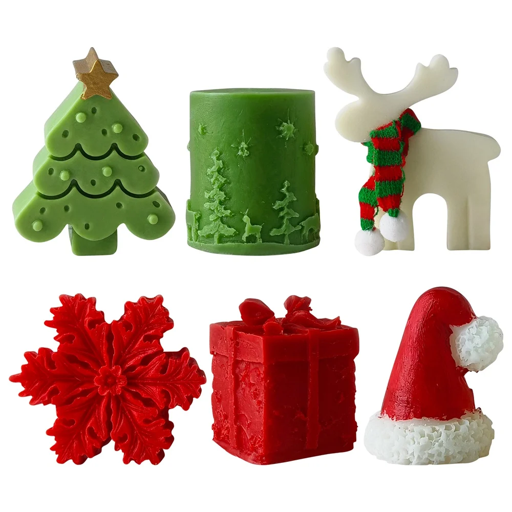 

Christmas Tree Silicone Mold Christmas Ornament Christmas Hat Snow Silicone Mold Scented Making Tools 3D DIY Handmade Fragrance