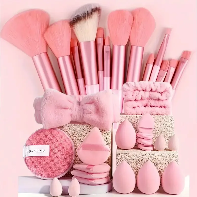 Conjunto de pincéis de maquiagem profissional com acessórios para combinação de pele, com pincéis macios, adequado para iniciantes, 13/33 peças