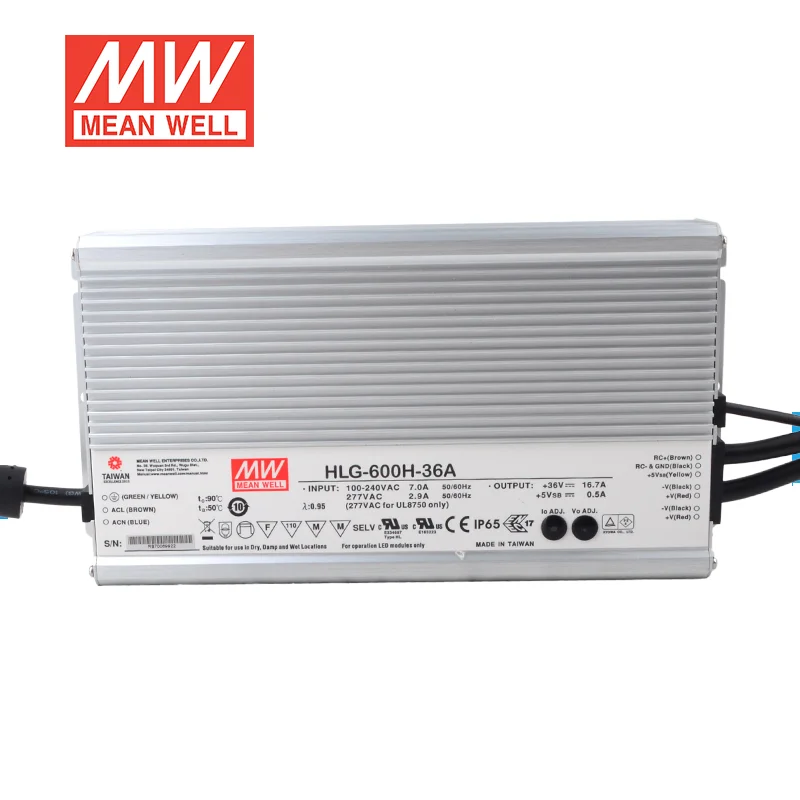 MEAN WELL 600W Constant Voltage + Constant Current LED Driver HLG-600H-12A  HLG-600H-15A HLG-600H-20A HLG-600H-24A HLG-600H-30A