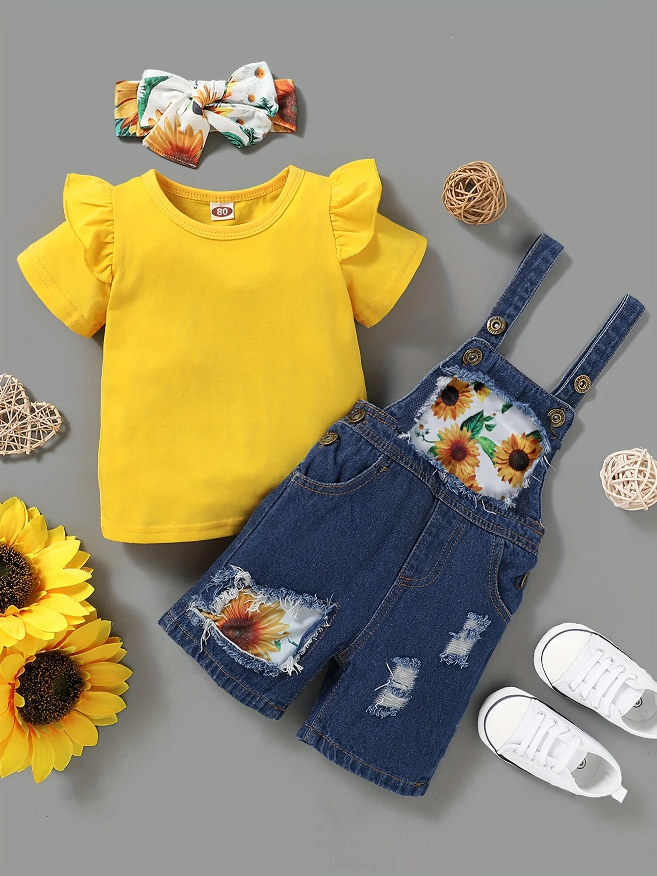 Summer  Newborn  Infant  Baby  Girls   Clothes  Headband   Short  Sleeve    Shirt   Jeans   Overalls    Fashion   Baby  Clothing