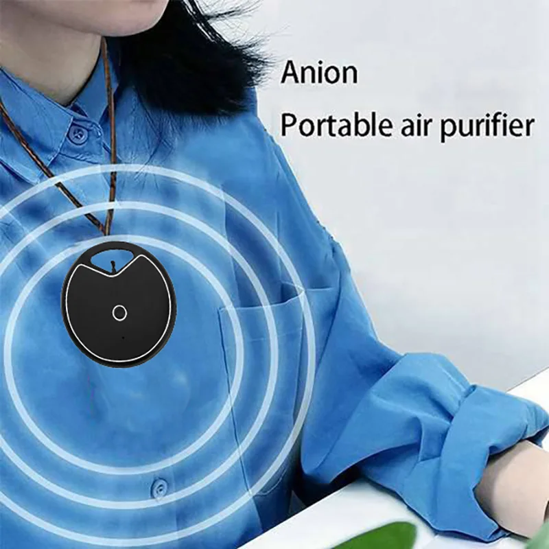 B16C-Personal Wearable Mini Portable USB Charging 250Mah Battery 1000W Negative Car Hanging Neck Air Purifier New Black