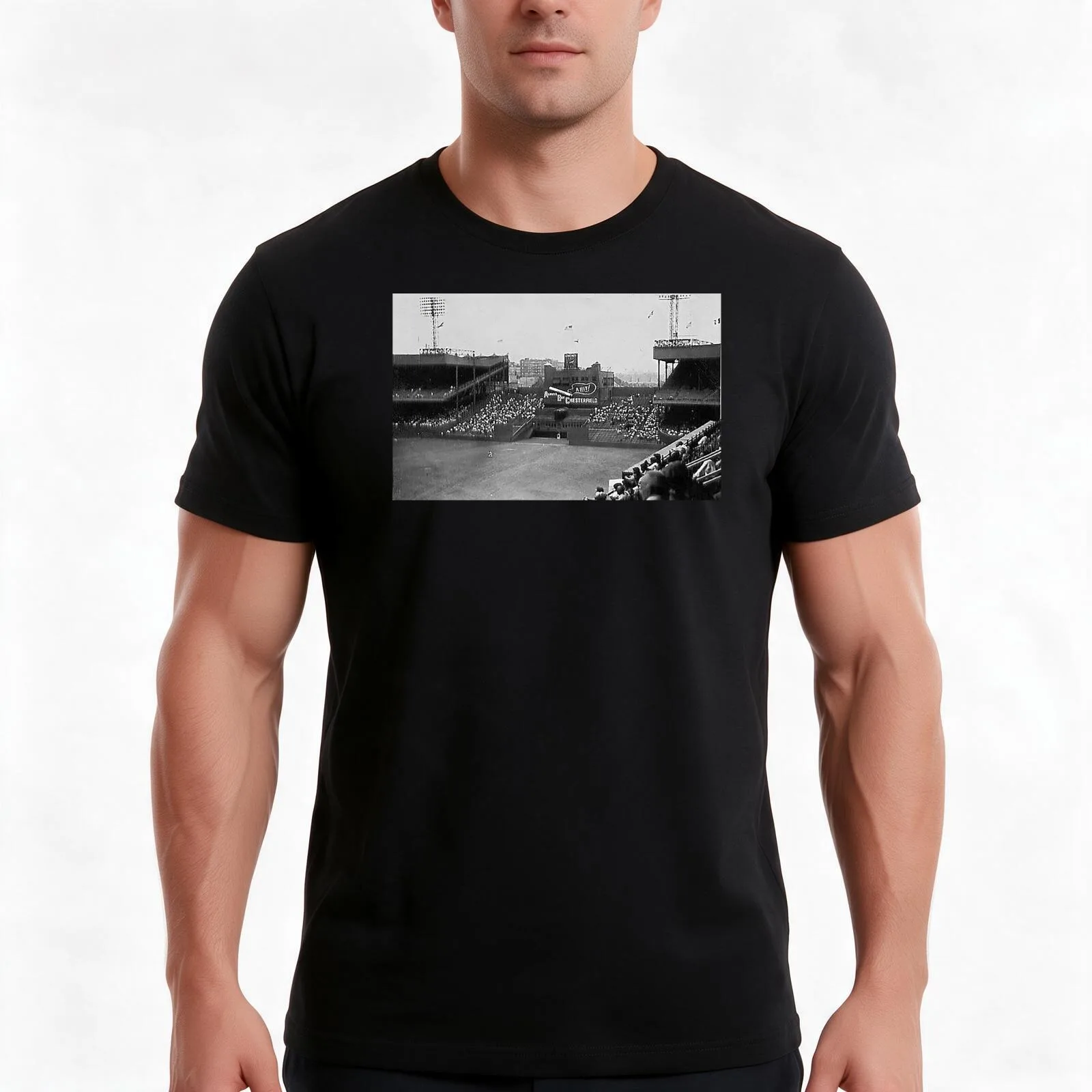 New York Polo Grounds Outfield 1952 Polo Grounds photo Centerfield Chesterfield ad New York Baseball Stadium Old St T-Shirt