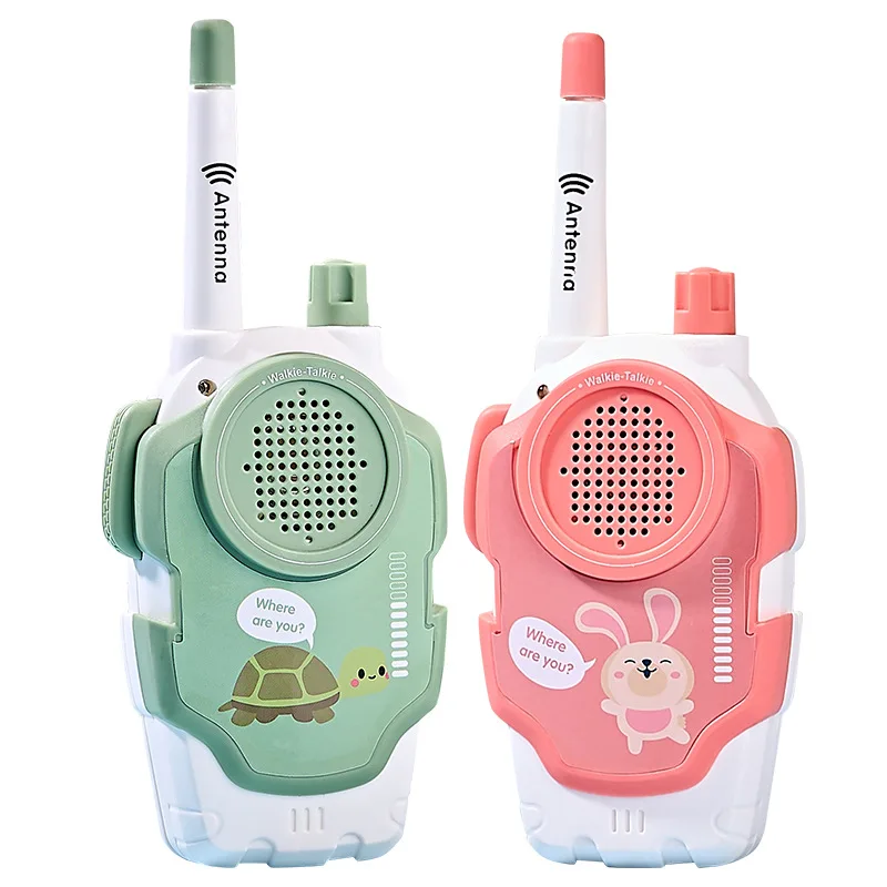 Walkie-Talkie mainan anak-anak, 2 buah/set interaksi orang tua anak Walkie Talkie jangkauan dua cara penerima Hadiah Natal anak-anak