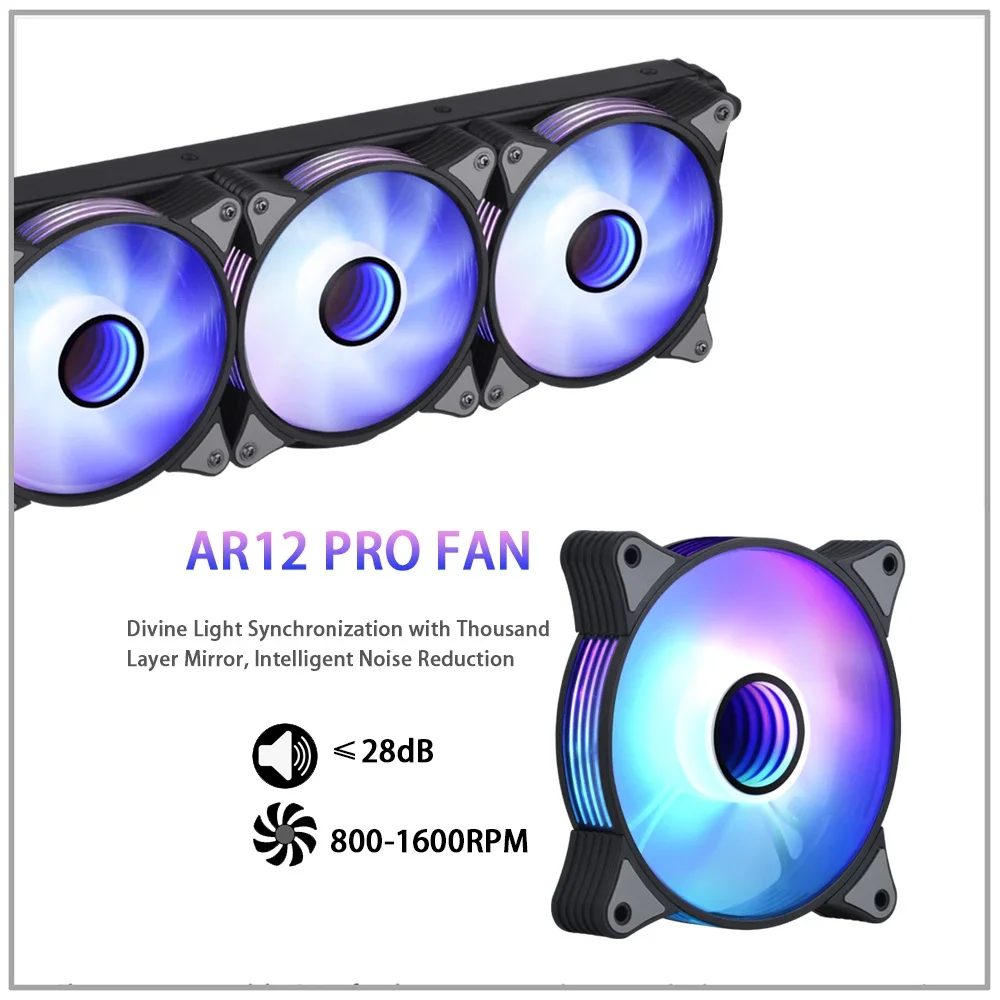 IWONGOU Processor Cooler Liquid Cooler X99 4pin AR12pro Fan ARGB 360mm Water Cooling Cpu for Lga2011 115X 1700 1200 AM4 AM3