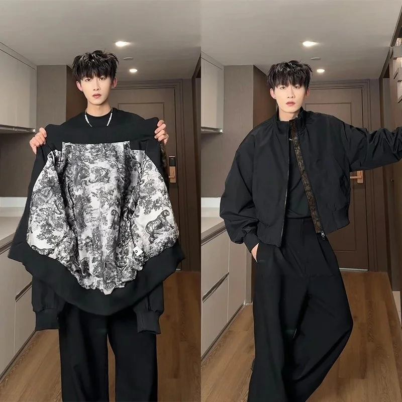 

Мужская куртка Cleanfit Bla Python Print Jaet, весна-осень, в стиле американского пилота, с воротником-стойкой, рабочая одежда, бейсбольная куртка