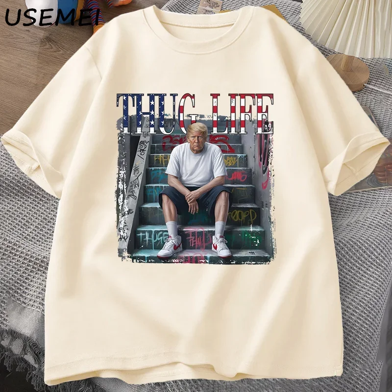 Divertente Donald Trump Thug Life Meme magliette uomo donna Graphic Tee Shirt cotone manica corta t-Shirt abbigliamento uomo Casual Tee