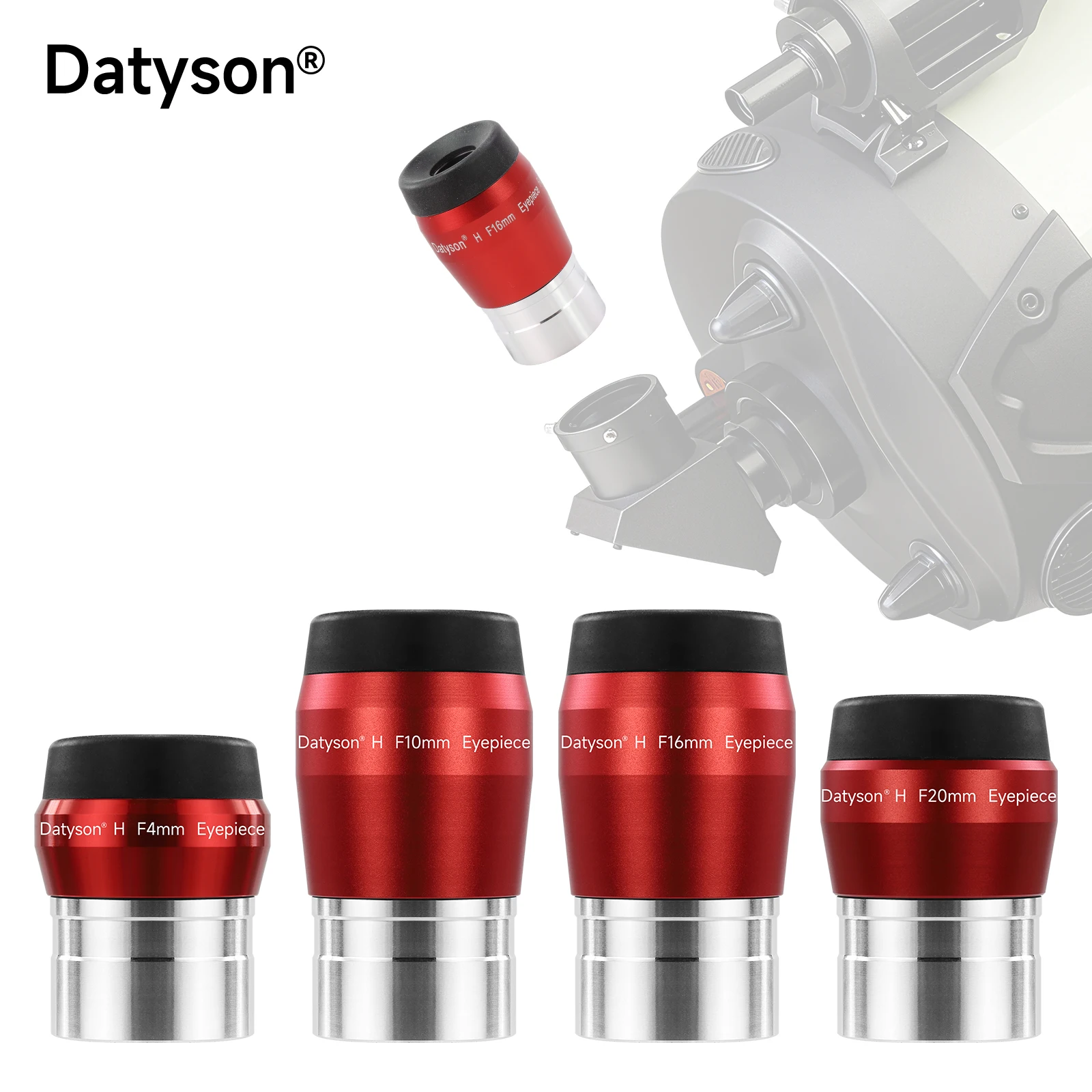 Oculaire de télescope Datyson 1,25 pouces, 4 mm, 10 mm, 16 mm, 20 mm en option - Oculaires Huygens avec revêtement FMC pour l'observation planétaire et du ciel profond