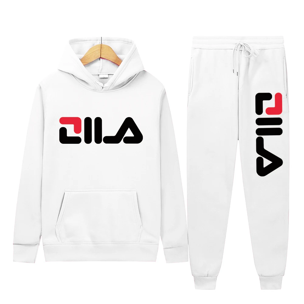 Soft Comfortable Fabric Men's Autumn Winter Casual Two-Piece Hoodie Sweatshirt Long Pants Suit with Pockets Regular Fit Outdoor