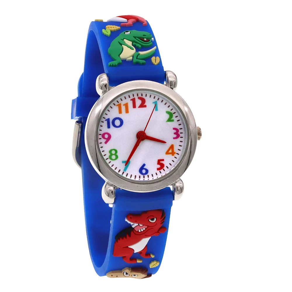 Relojes de correa de silicona de animales para niños y niñas, Correa suave de dinosaurio, relojes impermeables para niños pequeños