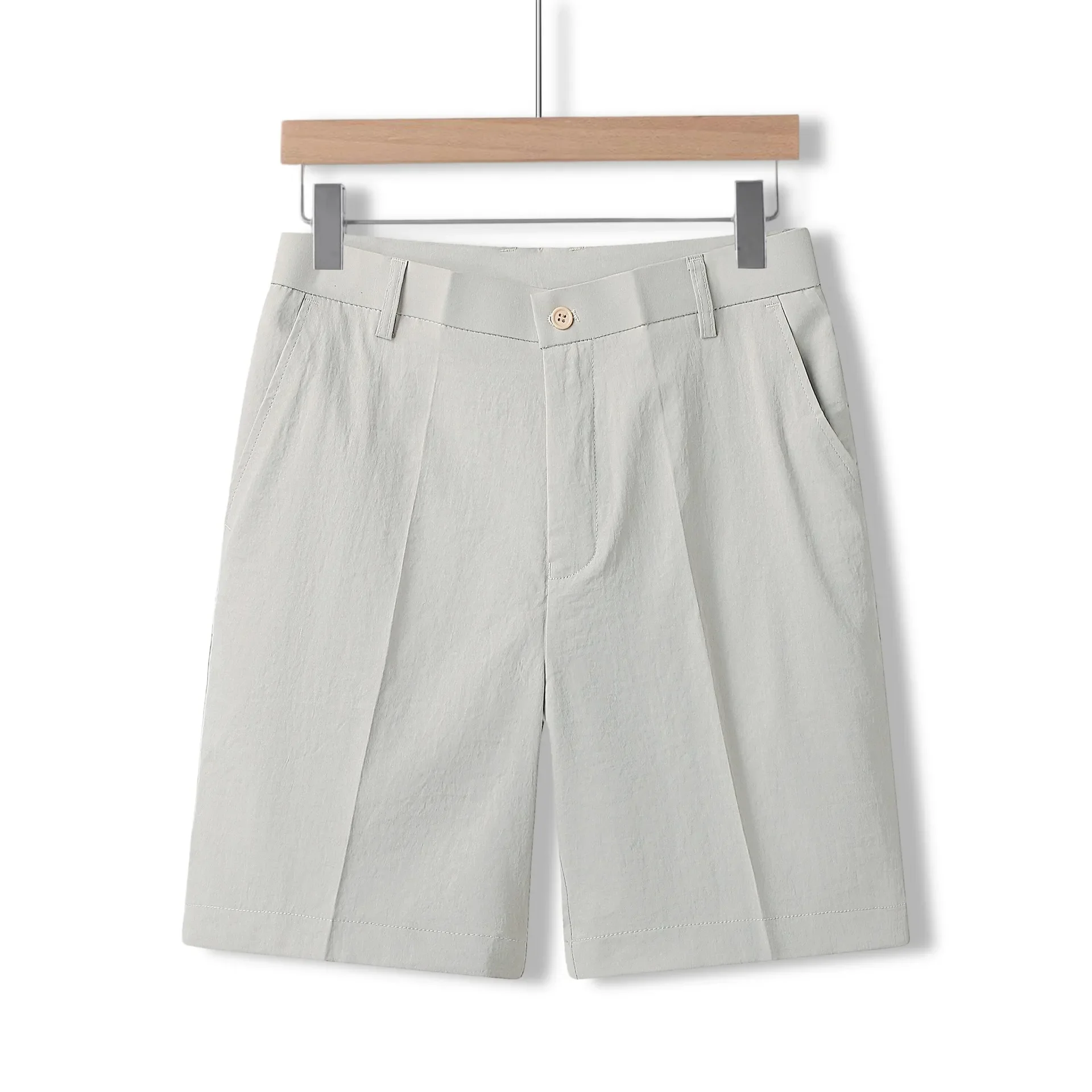 

LIBIELIY 2025 летние шорты для мужчин, однотонные прямые шорты на молнии, деловые повседневные шорты, мужские дышащие легкие шорты до колена, Tr