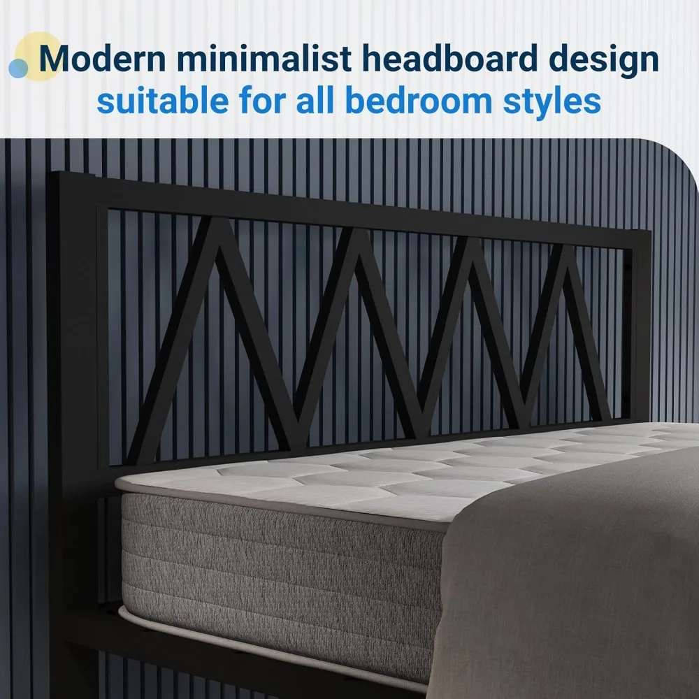 14 InchBed Frame with Headboard, Metal Platform Bed Frame, Full Bed Frame No Box Spring Needed, Heavy Duty Slats Support