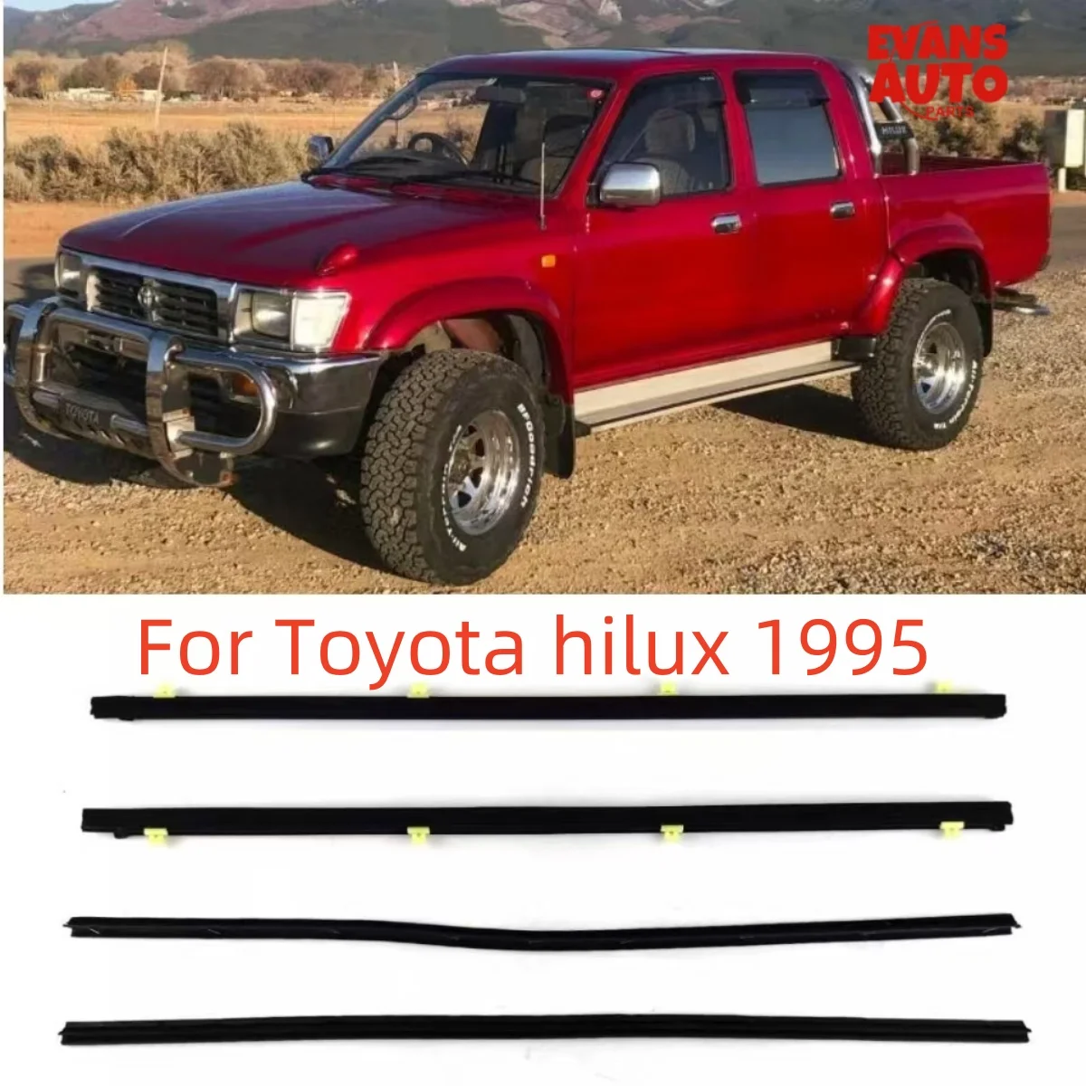 4Pcs Outdoor Car Window Weatherstrip Black For Toyota hilux 1995 Car Weatherstrip Window Moulding Trim