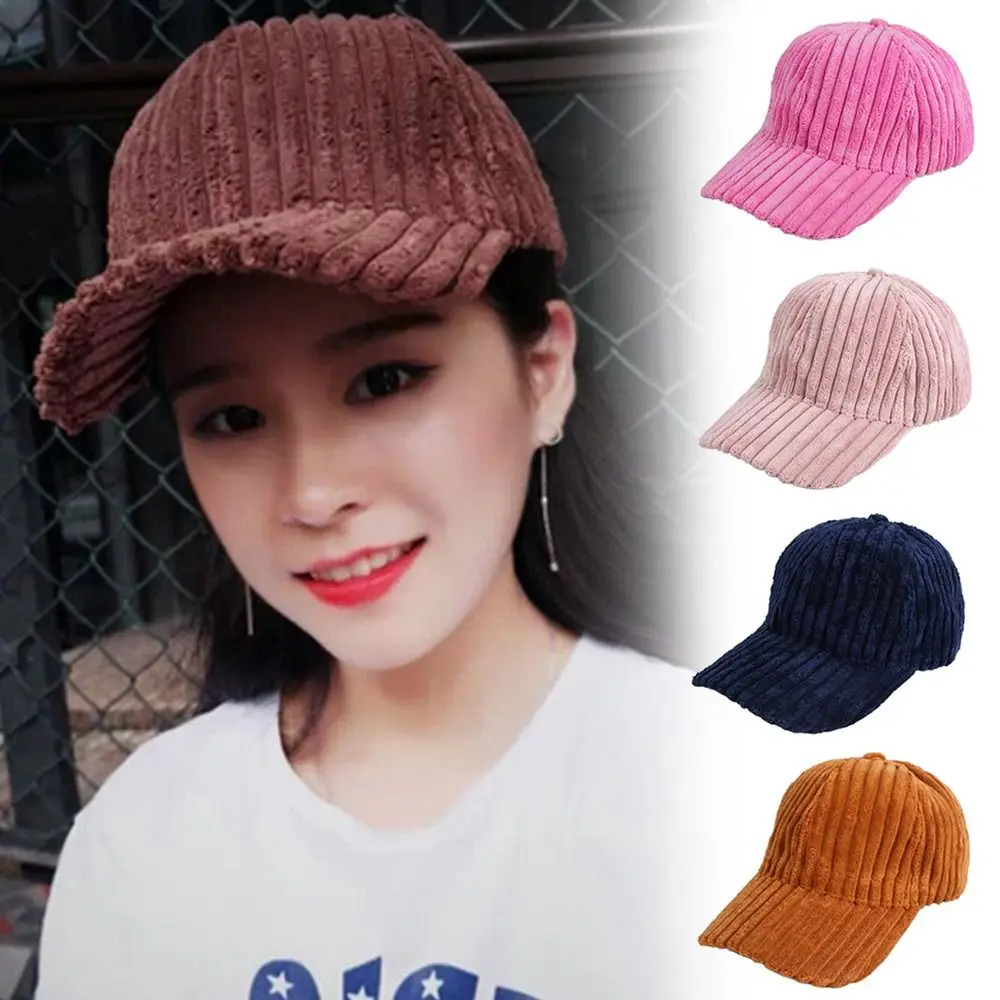 Casual Coarse Stripe Baseball Hat Versatile Sun Protection Corduroy Hat Sun Shading Velvet Hip Hop Hat Children's