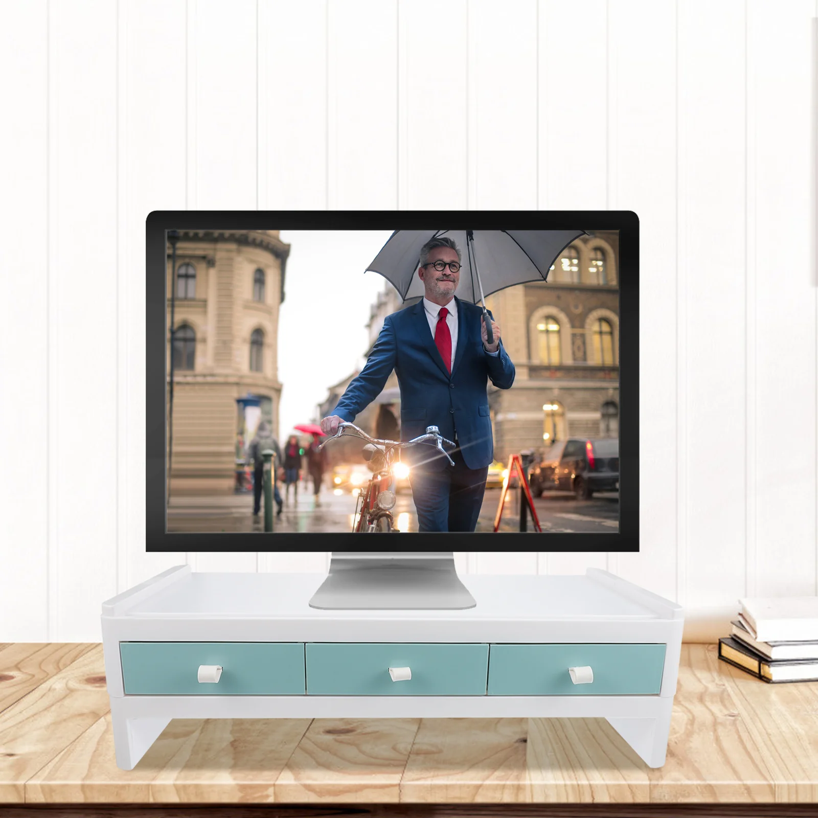 Supporto per monitor singolo Computer portatile Rack di rialzo per archiviazione Desktop in plastica verde Riser