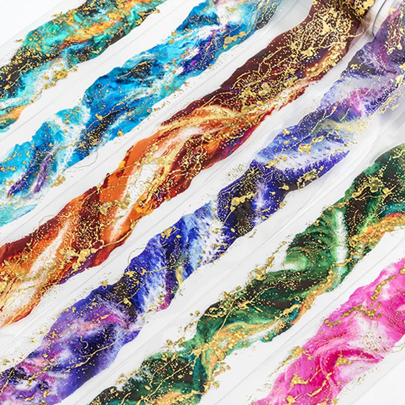 1 rollo de cinta holográfica de estampado en caliente con ondas coloridas para mascotas para álbum de recortes, bricolaje, Collage, funda de teléfono, decoración de cuaderno