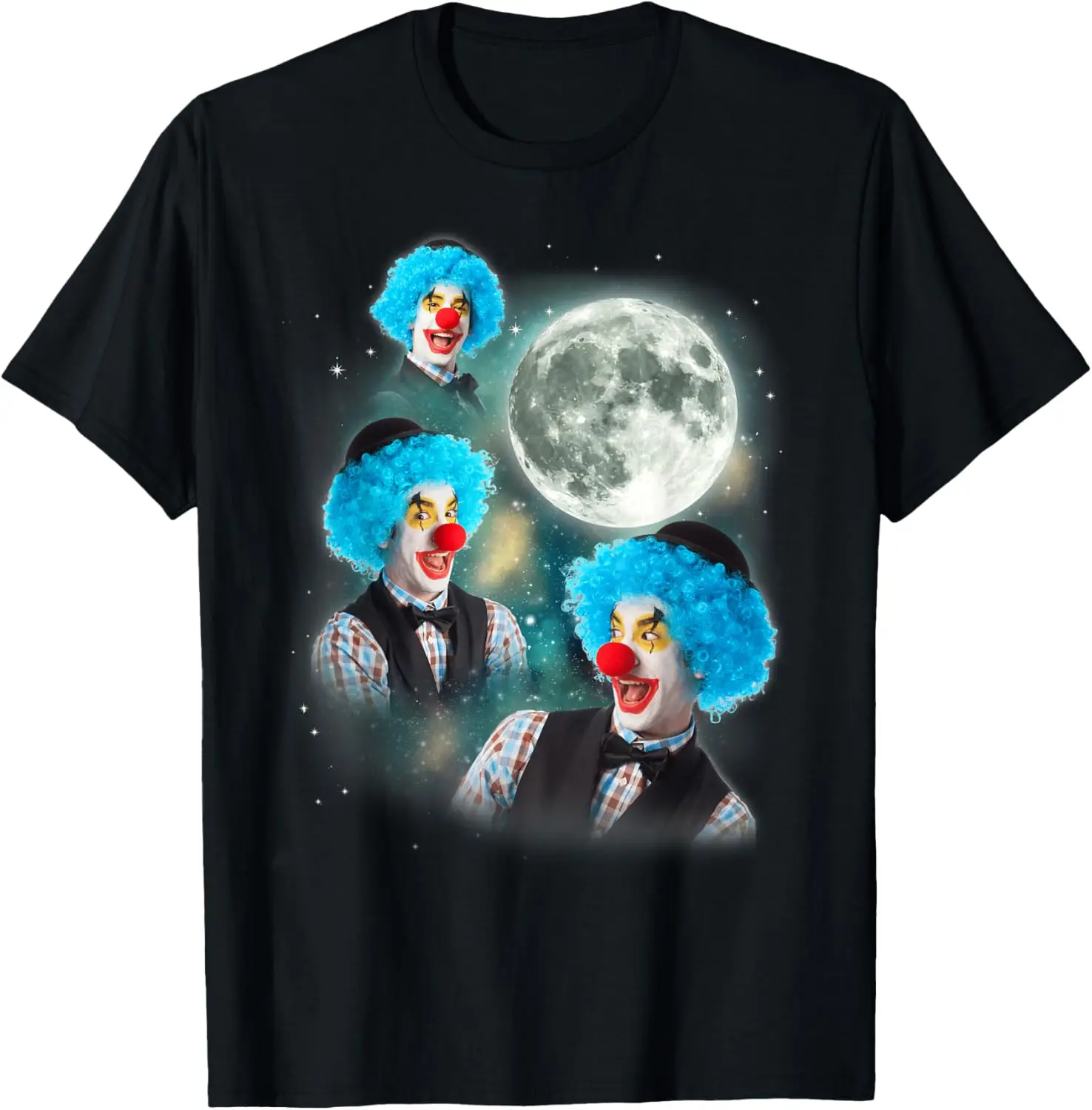 Three Clown Moon | 3 Circus Clowns Ugly Cursed Meme T-Shirt