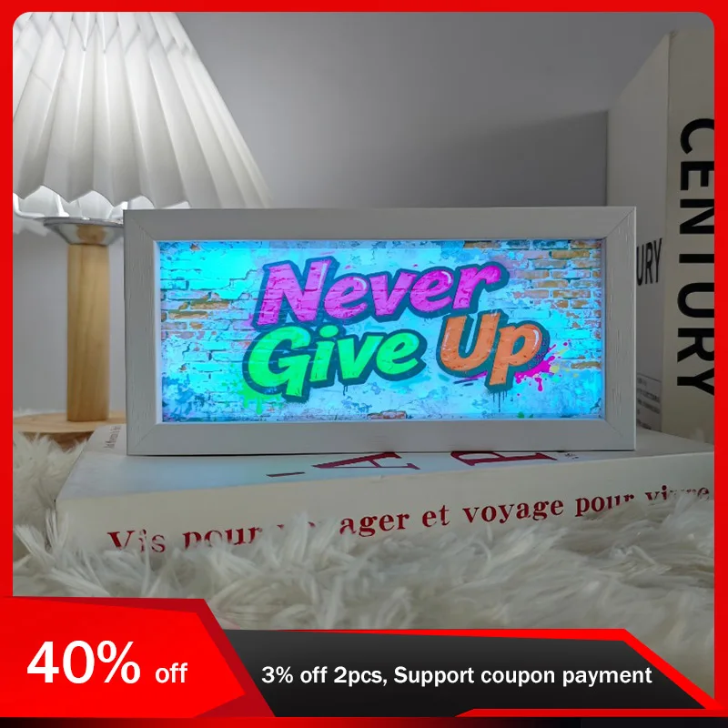 19.6cm/7.12in 3D Light Box English Text Cartoon Creativity Night Luminous Toy Lamp Collectible Party Supplies Bedroom Decoration