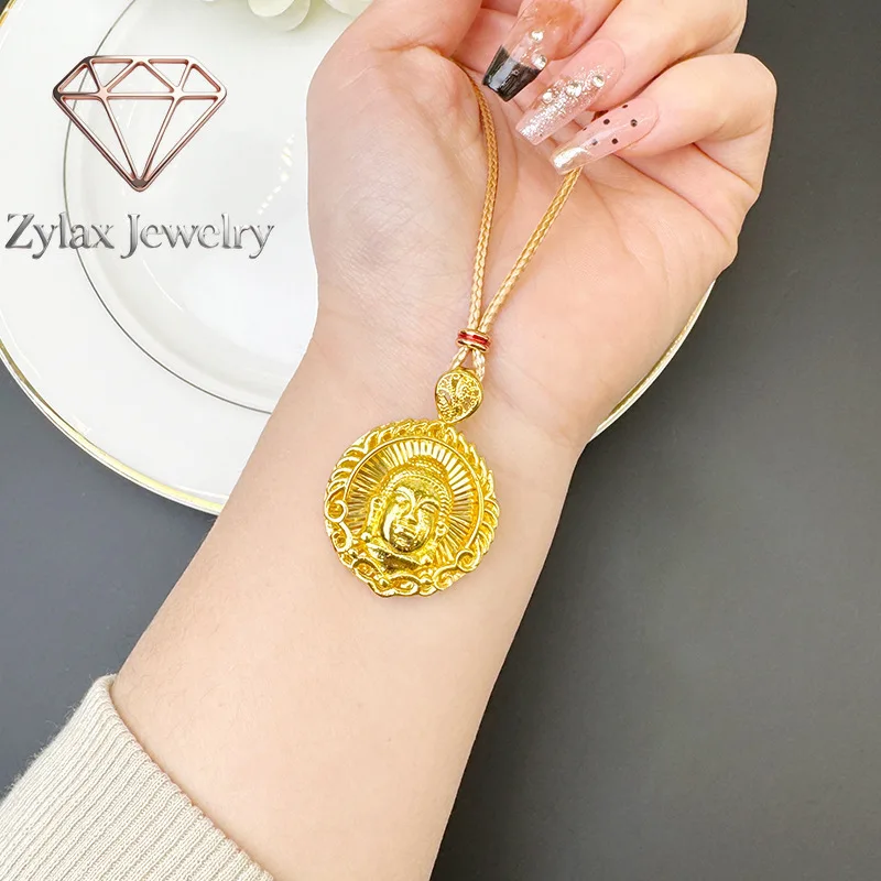 Zylax Jewelry Unisex Tathagata Buddha Flame Pendant Necklace 24K Gold AU999 - Unisex style, warm 24K luster, AU999 guarantee for