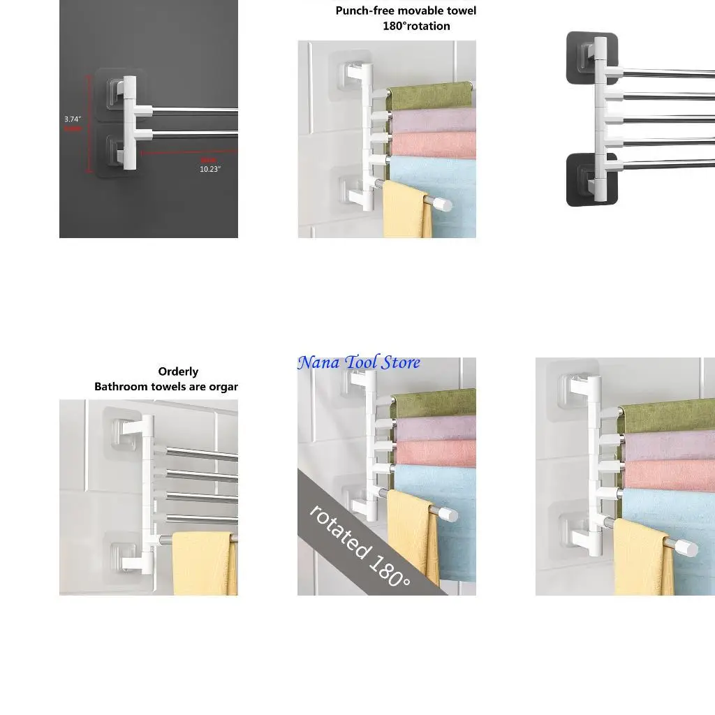 

31GJ Stainless Steel Towel Bar with Swing Out Arm Hotel Towel Holder for Bathroom and Kitchen 360 Degree Rotate Wall Mounted