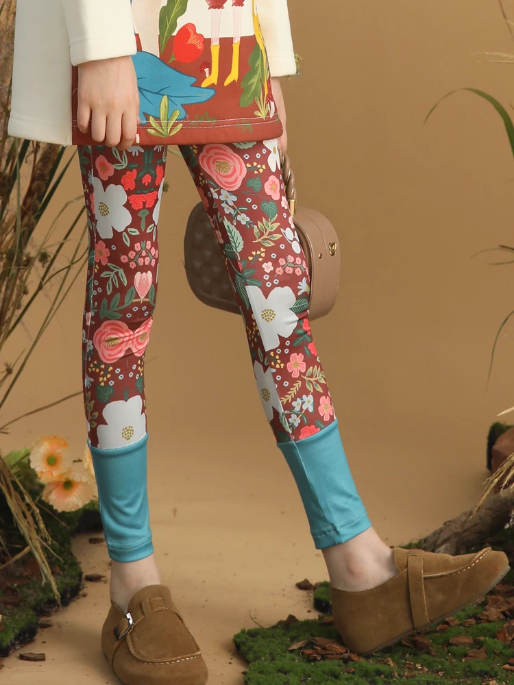 Floral Printed Girl Legging Chic Elastic Pant