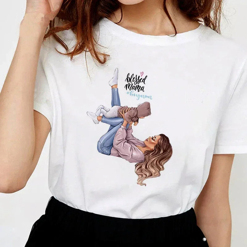 Neue Sommer Frauen Tops Harajuku T-Shirt Kawaii T-Shirts Druck Mutter Junge Design lässig weiß T-Shirt Damen hemden Kurzarm weiblich