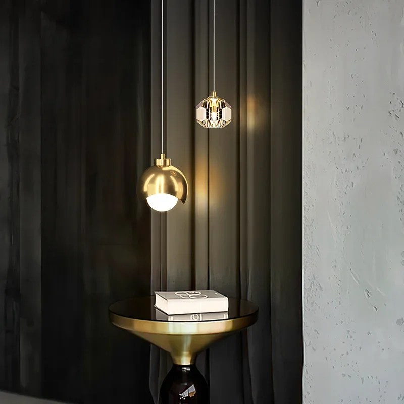 

Modern Light Luxury Crystal LED Chandelier AC90-260V Double Head Long Line Bedroom Living Restaurant Bar Decorative Chandelier