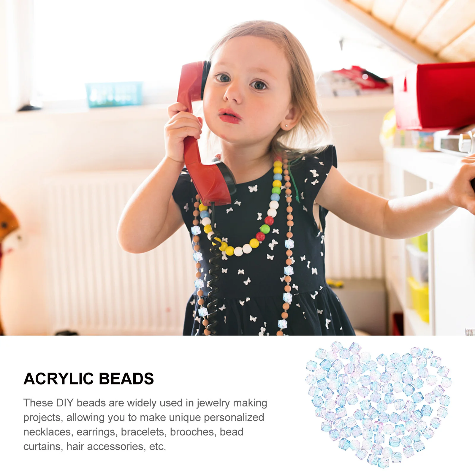 200 szt. Dwukolorowe, malowane koraliki akrylowe do samodzielnego tworzenia biżuterii, materiały do wyrobu naszyjników, bransoletek, ozdób do włosów, koraliki rzemieślnicze.