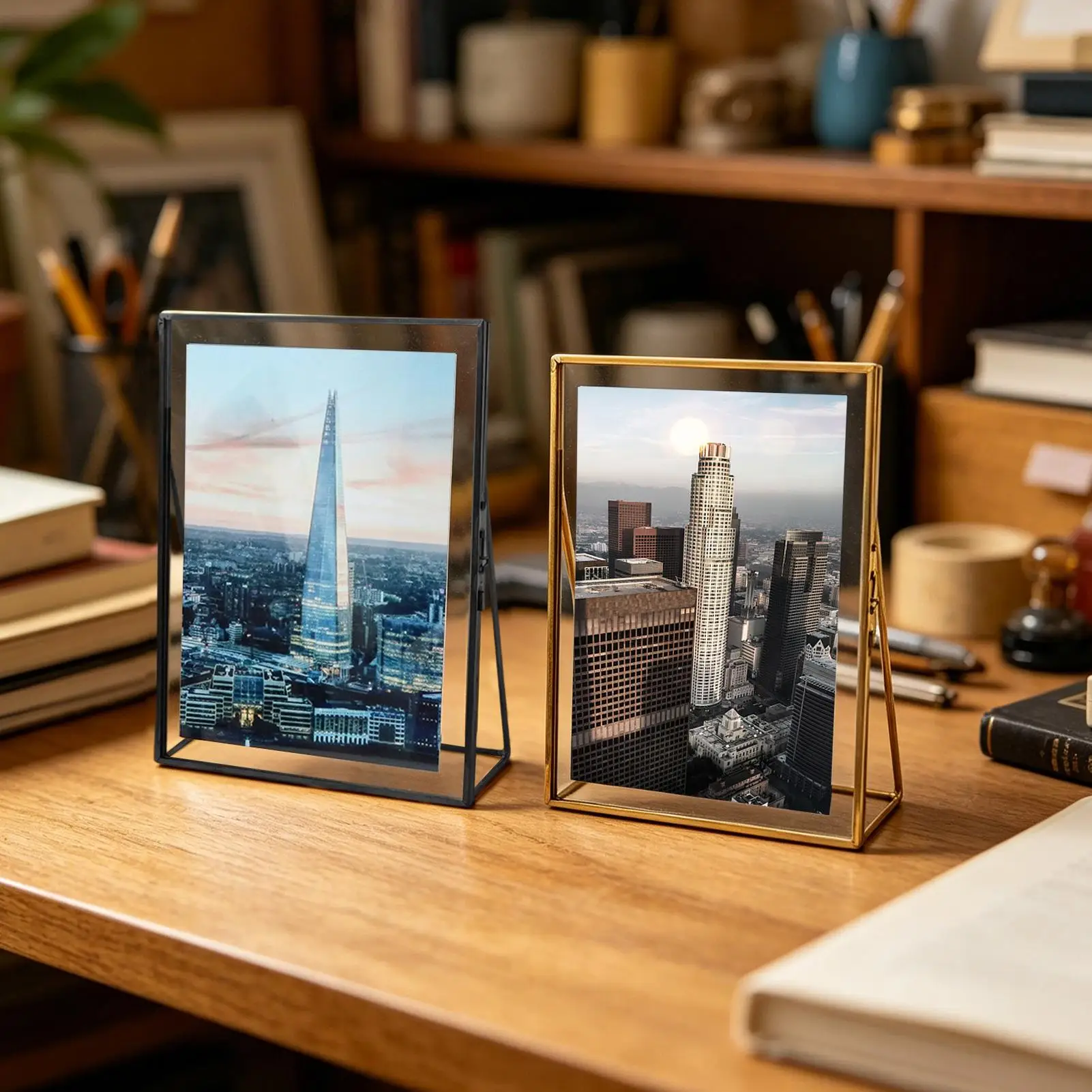 Flower Press Frame Simple Metal Tabletop Display 4x6in Floating Picture Frames for Home Office Table Keepsake Display Dried