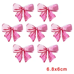 Parches bordados disco rosa brillante con lazo para chaquetas