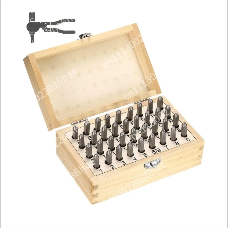 36Pc wooden box capital alphanumeric steel stamp 1.52, 3mm DIY chiseling tool,flower chisel,leather gold and silver printing set