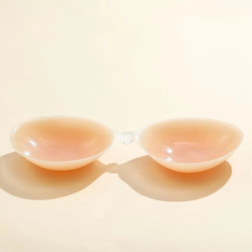 Sticky Bra Push Up Adhesive Bras Ultra-thin Reusable Invisible Silicone Strapless Bra Skin Color for Women with Nipple Covers image 5