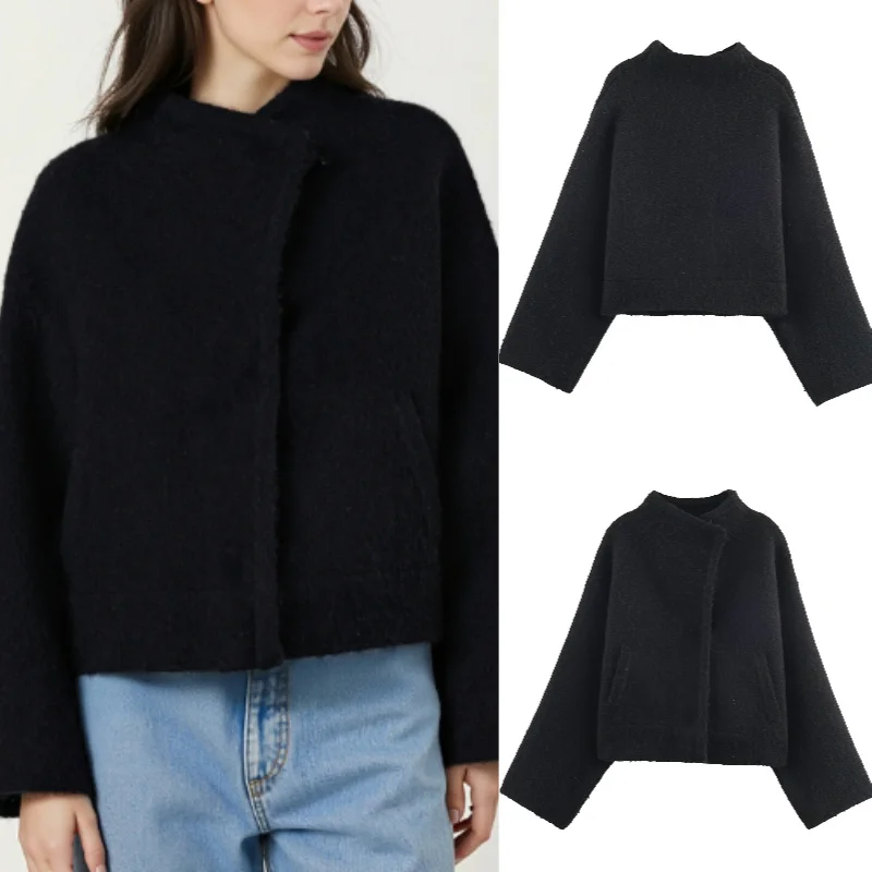 

2025 Fall Fashion Trendy Sexy Women's Double Lapel Knit Pilot Jacket