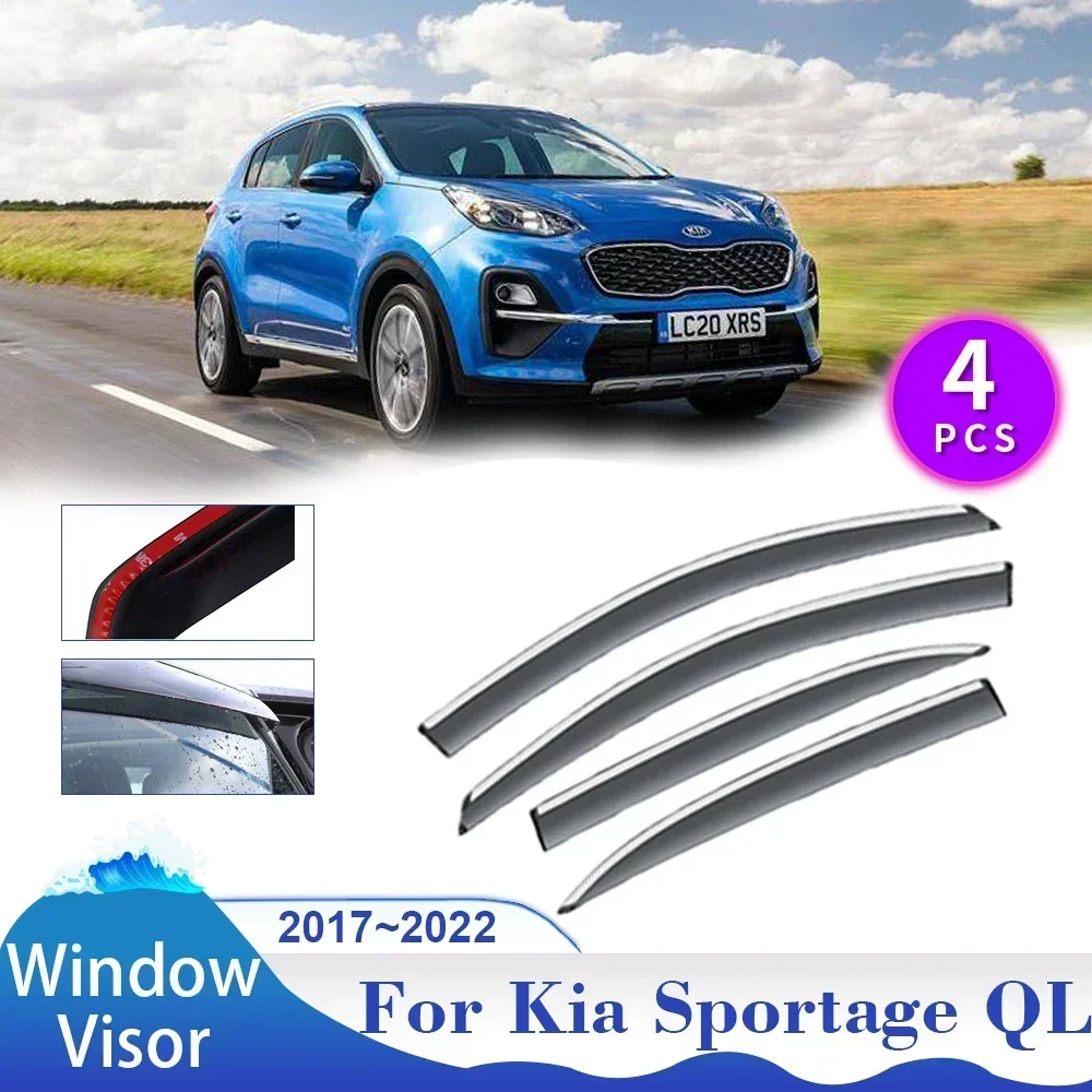 Window Visor for Kia Sportage QL 2017~2022 Car Vent Smoke Cover Side Sun Rain Guard Deflector Awning Shelter Exterior Accessorie