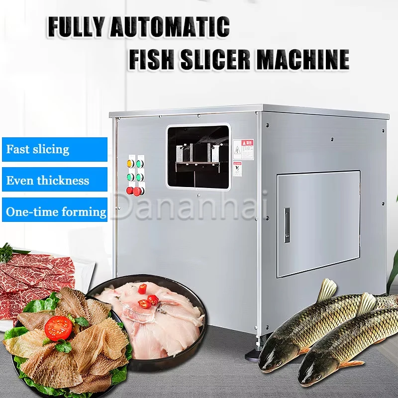 Fish Fillet Processing Equipment, Commercial Automatic Oblique Slicing Machine, Wear Resistant Fish Cutter