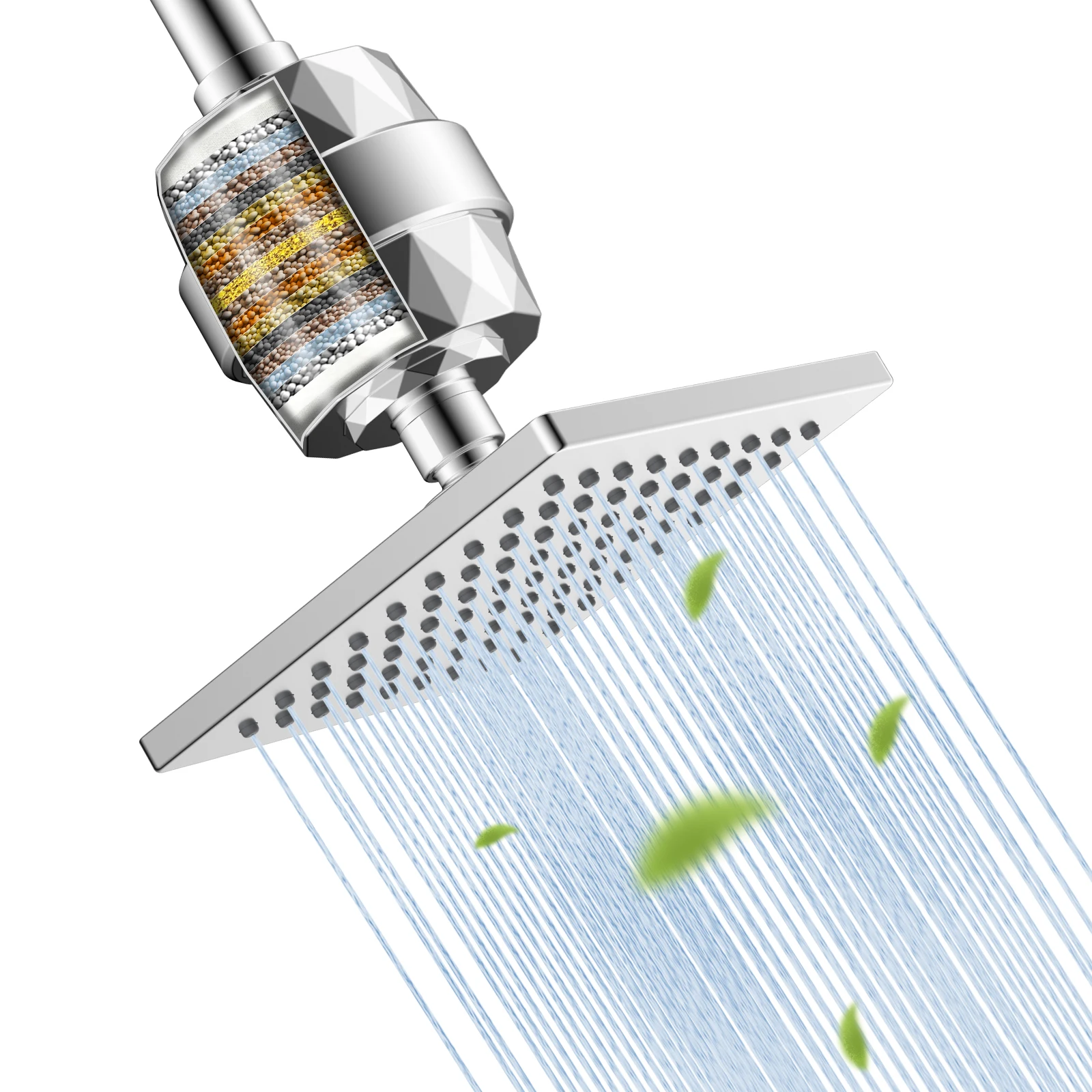 

Насадка для душа с фильтром, 6-дюймовая насадка для тропического душа высокого давления, 20-ступенчатый душевой фильтр для смягчителя жесткой воды, насадка для душа с дождевой насадкой