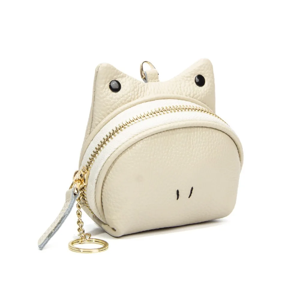 

Luxury Zipper Genuine Leather Coin Purse Card Bag Keychain Cute Coin Wallet Clutch Cash Storage Mini Key Bag Outdoor