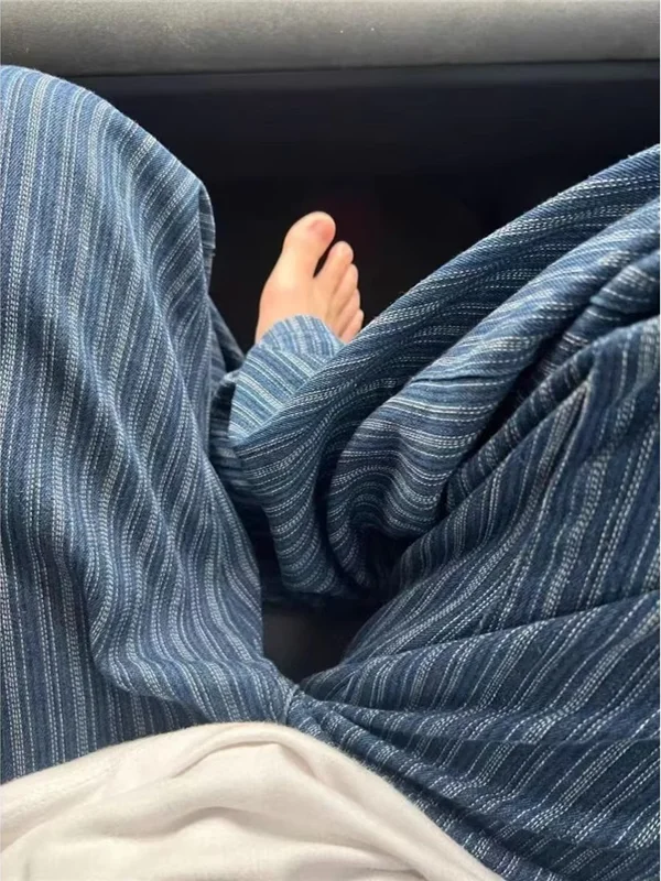 

plus Size American Retro Striped Casual Pants Loose Wide Leg Long Trousers Men Women Summer High Waist ket Flat Iron Needed