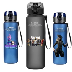 Fortnite-Gobelet à eau portable en plastique noir, grande capacité, 560ml, extérieur, dessin animé, camping, voyage, sport, cadeaux