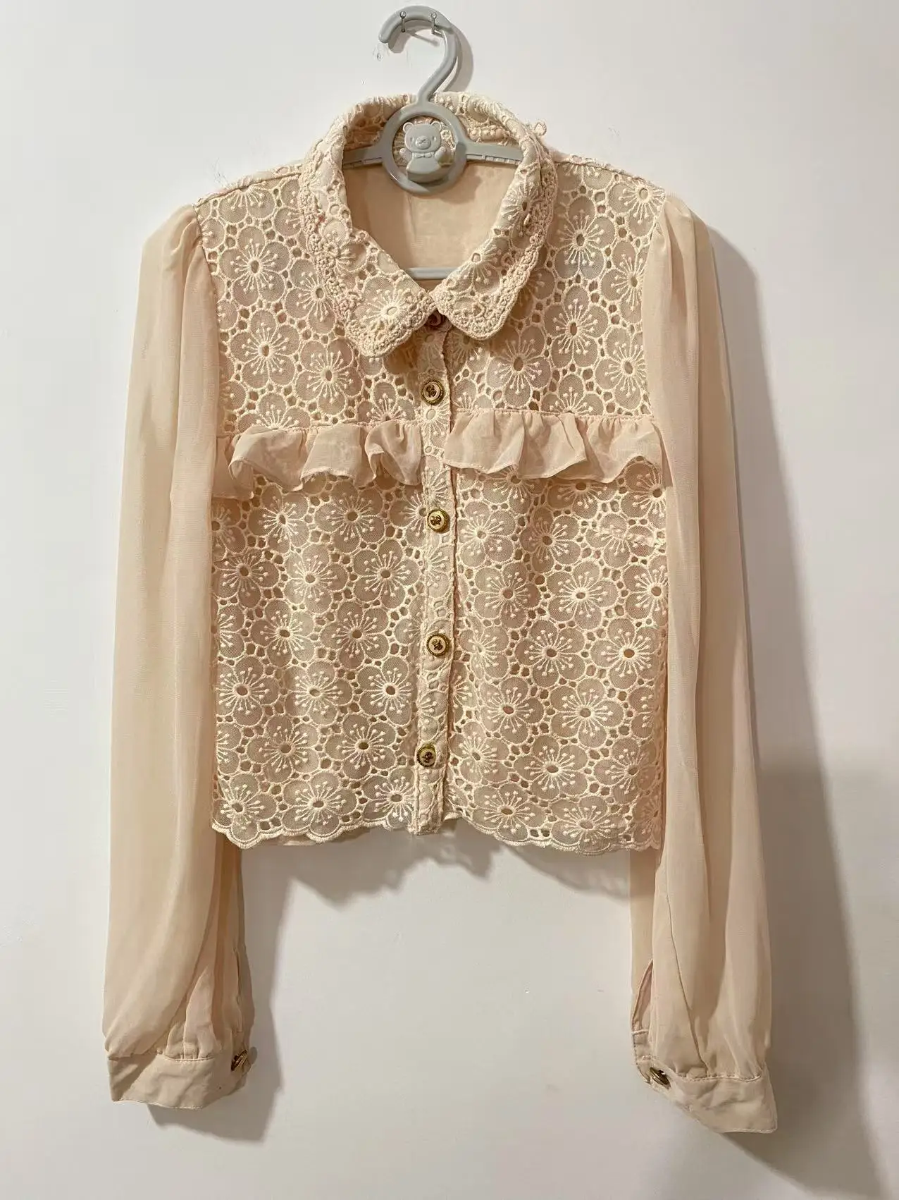 

Рубашки с длинными рукавами из шифона и кружевной вышивкой Last One