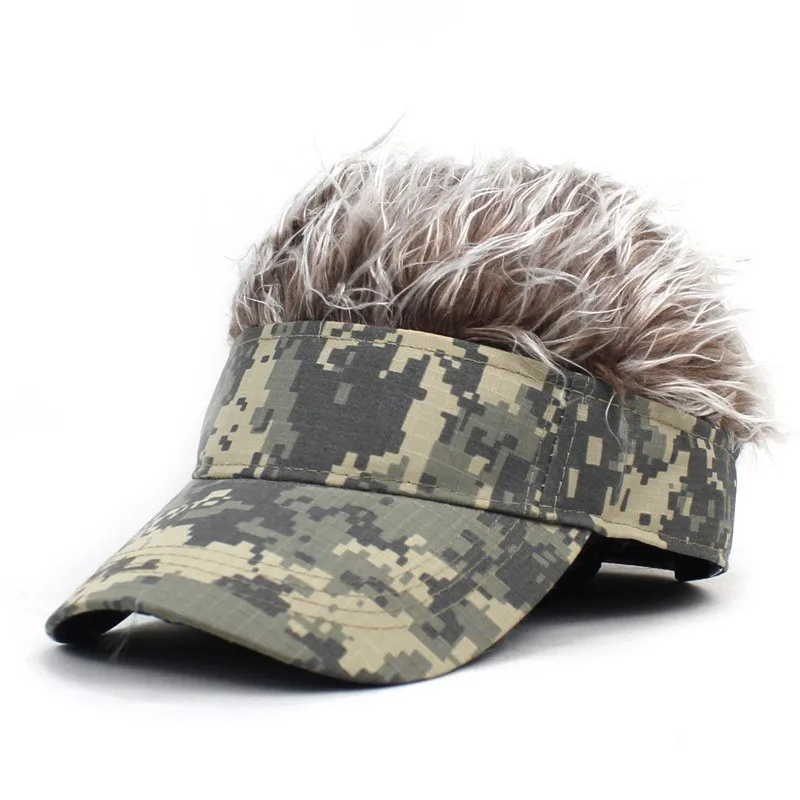 Korean Style Fashion Casual Unisex Wig Baseball Cap, Prank Party Fashion Casual Camouflage Wig Baseball Cap