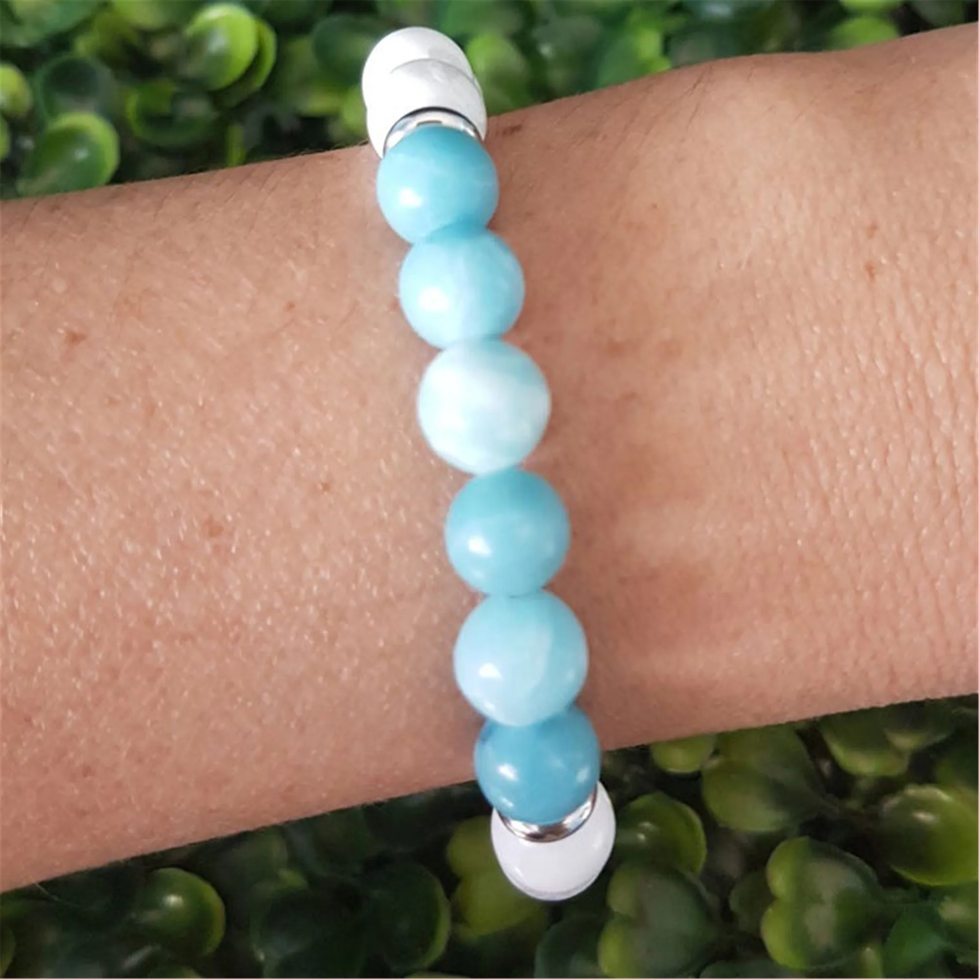 Howlite gemstone crystal Beads Bracelet Charm Bangle Link Wrap Stackable Unique Mala