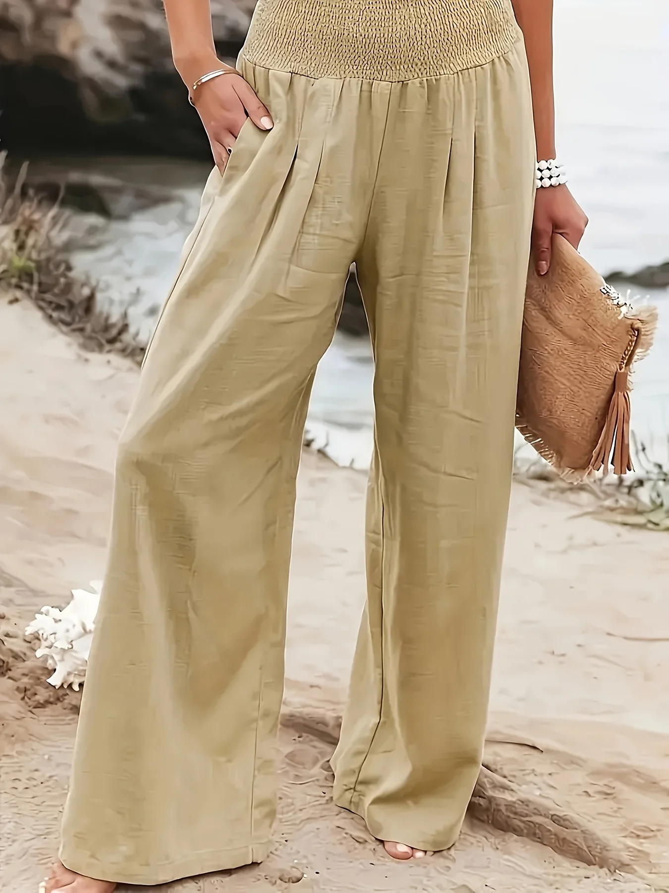 Plus size Summer hot selling women's fashion casual wide leg cotton linen pants