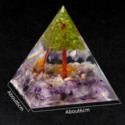 Orgonite Pyramid Tree of Life Natural Stone Healing Crystal Amethyst Energy Generator Reiki Chakra Meditation Tools Room Decor