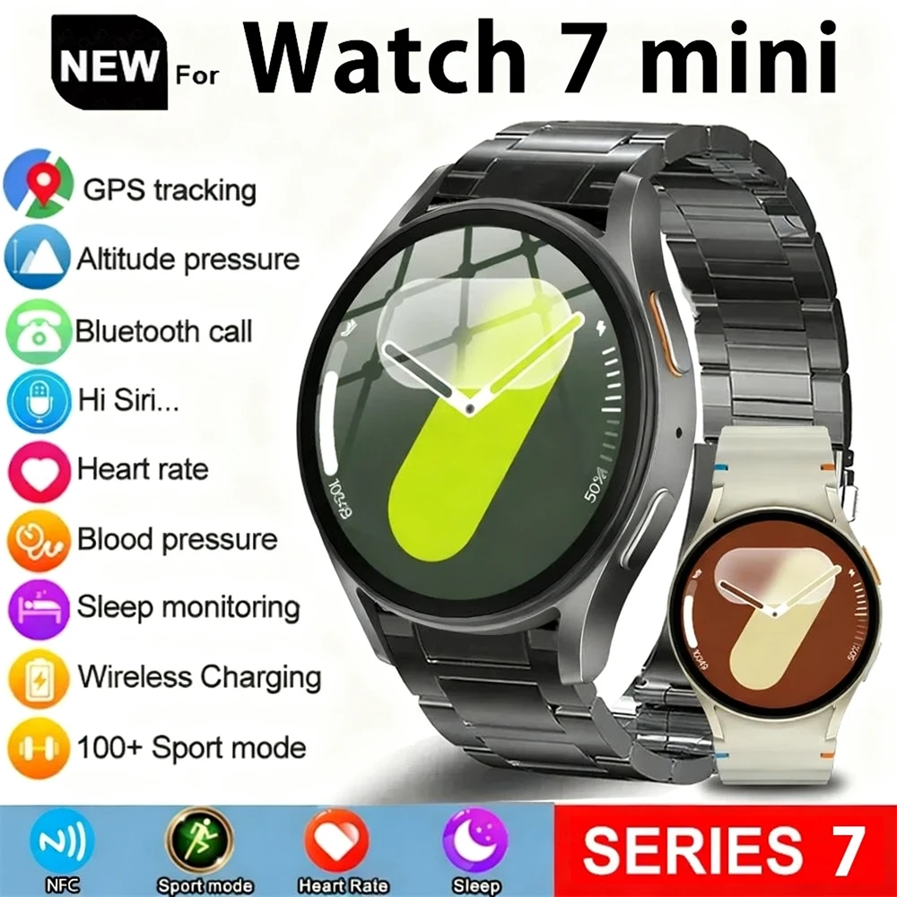 2025 New Smart Watch 7 Mini Women GPS Motion Track NFC AMOLED Display Compass Heart rate Games Bluetooth Call Waterproof Watch