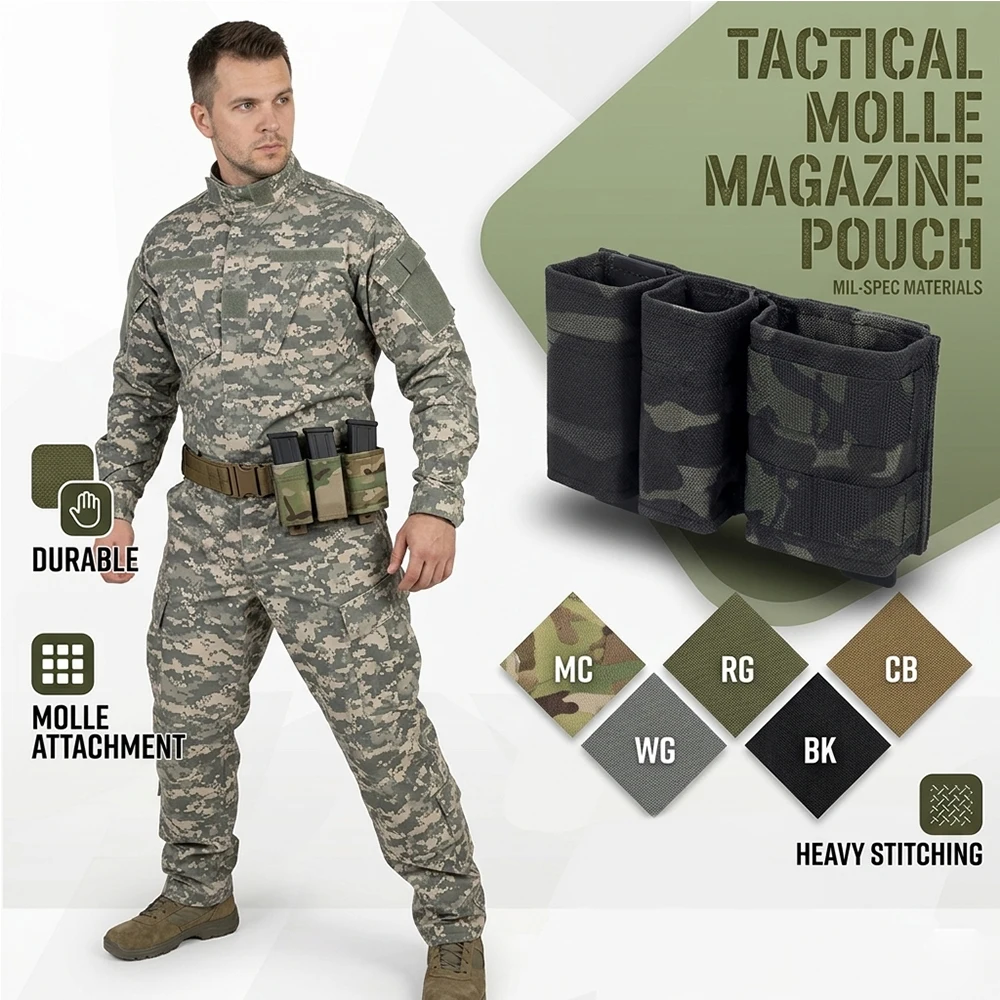 

Tactical MOLLE Magazine Pouch | Dual/Single 9MM 5.56 Mag Pouch Open-Top Military Open Top Magazine Bag for Hunting Vest Panels