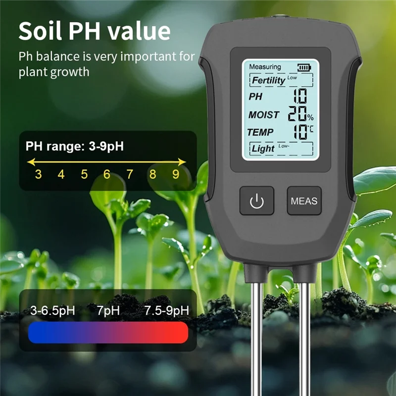 

ABVG-Soil PH Meter Soil Temperature And Humidity Meter Digital LCD Meter Heat-Resistant Metal Sensor Humidity Monitor