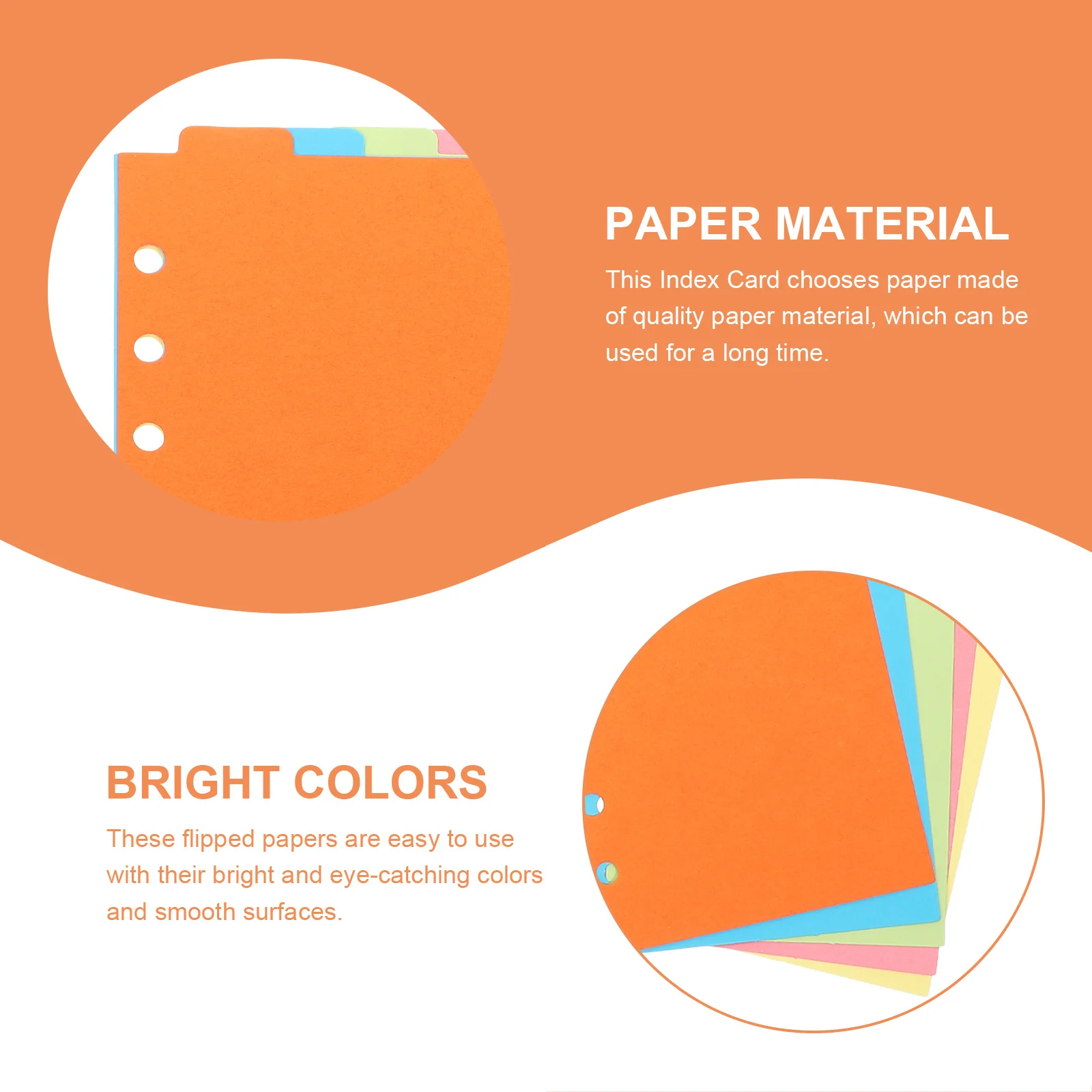 

6Sets Index Divider Paper Thick Smooth Refill Sheets for Binder Notebook Organizer Home Study File Folder Punched Divider Cards