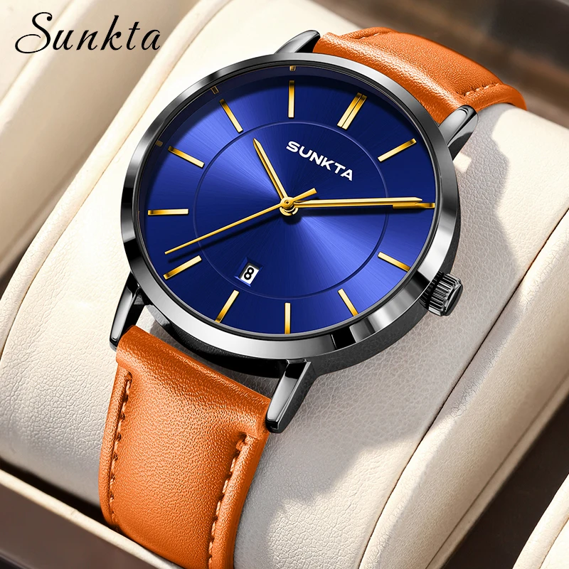 SUNKTA 2026 ساعة رجالي فاخرة LIGE موضة عادية كوارتز ساعات المعصم مقاوم للماء تاريخ الأعمال الساعات النساء الهدايا Reloj Hombre