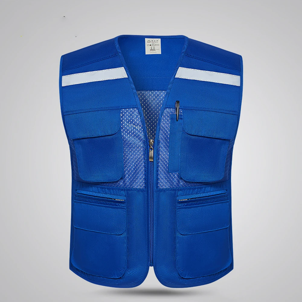 

Летний дышащий сетчатый волонтерский рабочий жилет высокого качества с несколькими карманами, рабочая одежда для лидерства, спецодежда Hi Vis